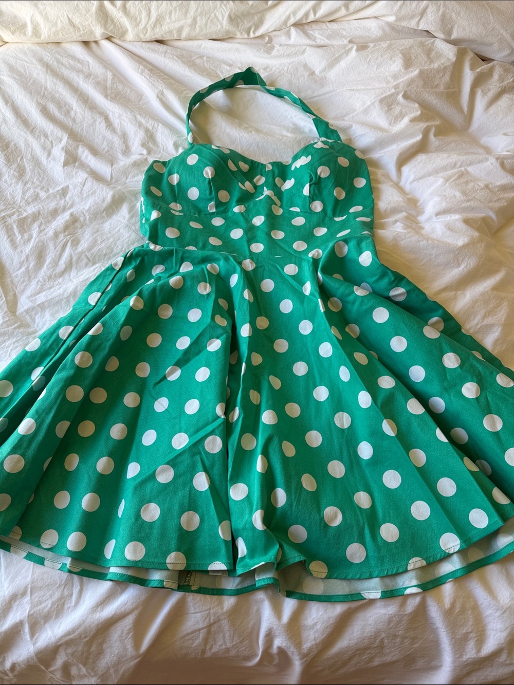 IXIA Polka Dot 1950’s A Line Circle Skirt, size L, excellent condition, turquois